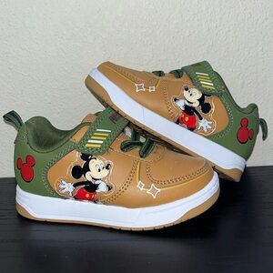 Disney Kids Mickey Mouse Brown and Green Sneakers